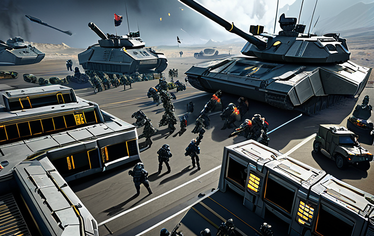 top war 통합 서버 공략 - United Server Battle**
"An epic battle scene in Top War, showcasing diverse military units clashing...